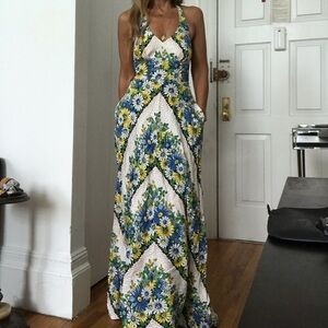ANTHROPOLOGIE 9 H15 STCL Soraya Floral Halter Maxi